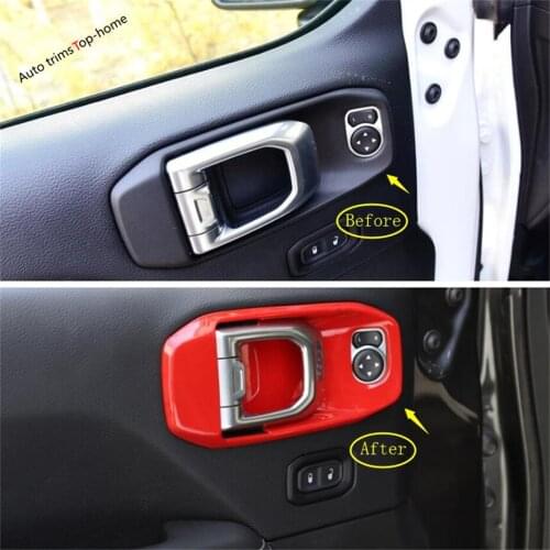 Yimaautotrims Inner Door Pull Doorknob Handle Bowl Cover Trim ABS Fit For Jeep Wrangler JL 2 4 Door 2018 2019 2020 Interior