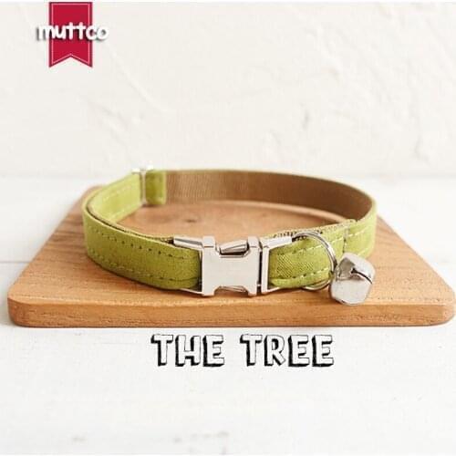 MUTTCO Retailing self-design cat collar THE TREE poly satin and nylon yellow green and brown 2 sizes cat collar UCC031