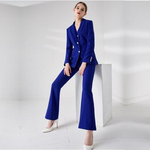 High quality autumn and winter womens female suit pants 3-piece suit New Elegant Lady Office Blazer Slim trousers And Vest