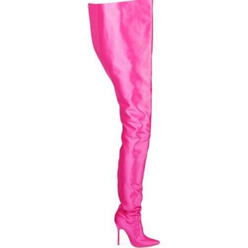 Women High Waist Boots Pointed Toe Gladiator Crotch Extreme Long Boots Celebrity Female over the knee boots