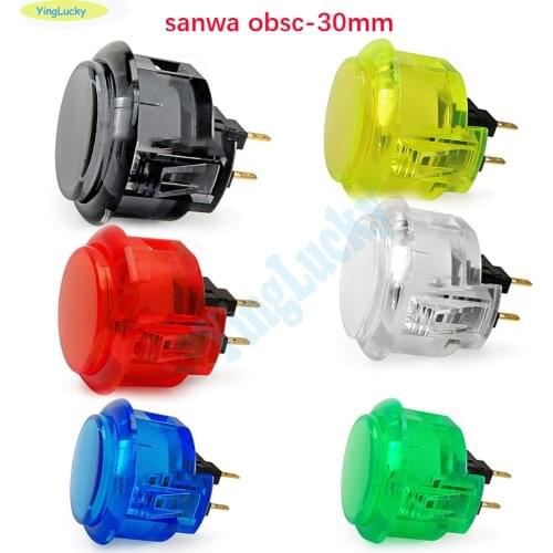 1pcs original obsc-30mm sanwa buttons, Transparent arcade push buttons for DIY joystick arcade game part ps4 ps3 Xbox