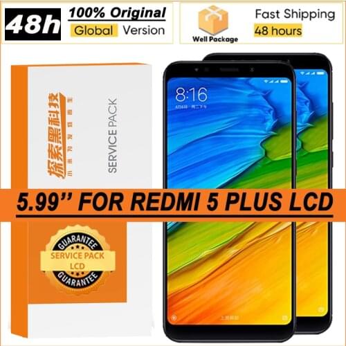 100% Original 5.99" IPS Display with frame for XiaoMi Redmi 5 Plus LCD Touch Screen Digitizer Assembly Repair Parts