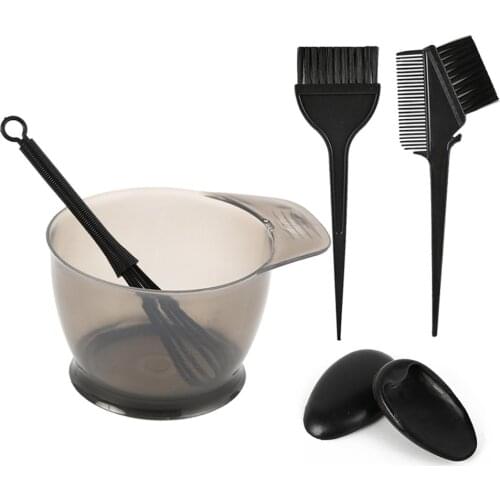 2/5pcs Hair Dye Mixing Bowl +3 Brushes + 1 Ear Shield Combo Set Plastic Salon Hairdressing Coloring Tint Tools Kit