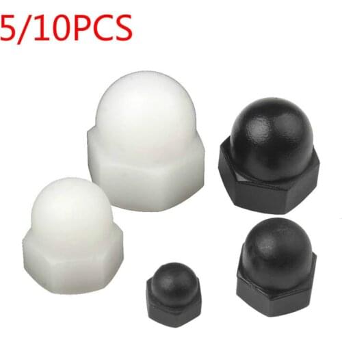 5/10pcs M3 M4 M5 M6 M8 M10/M12 Plastic Hex Nylon Cap Nuts Decorative Cover Semicircle Acorn Nut White Black