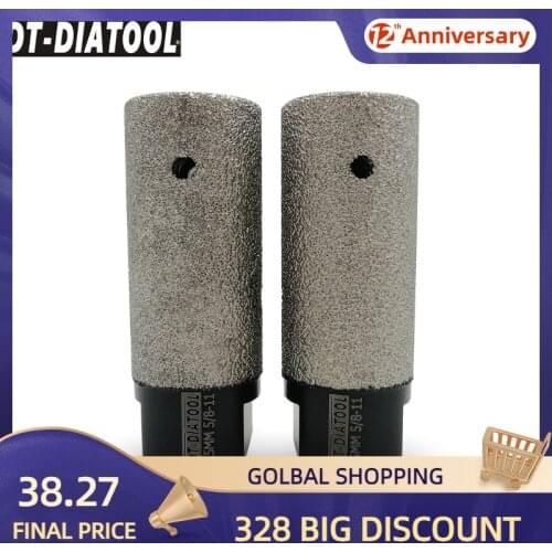 DT-DIATOOL 2pcs Dia 25mm 5/8-11 Vacuum Brazed Diamond Milling Finger Bits For Enlarge Holes In Porcelain Ceramic Marble Granite