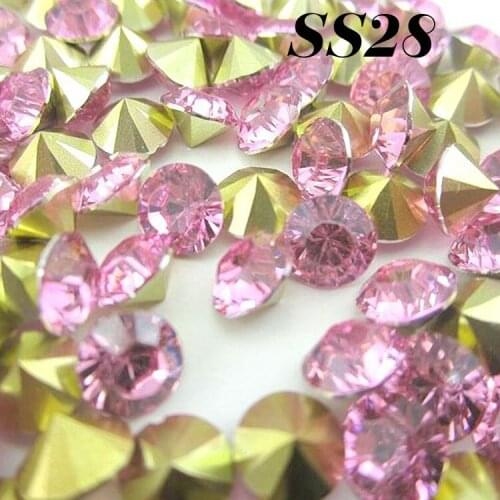 Free Shipping 1440pcs/Lot SS28 (6.0-6.2mm) Light Pink Resin Pointback beads,Resin Stones for DIY Deco