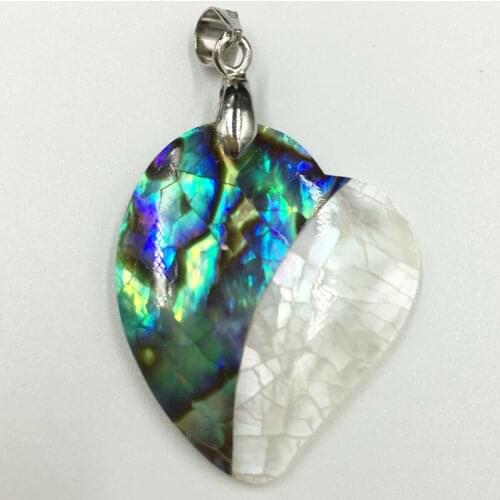 Free Shipping Women Fashion Jewelry 20x30mm New Zealand Abalone Shell Heart Pendant Bead 1Pcs C3595