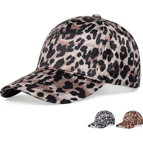 Exquisite Soft Leather Leopard Print Baseball Cap Outdoor Shade Sun Hat Hip-hop Hat Womens Baseball Cap High-quality Brand Hat