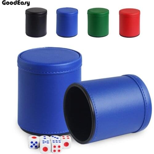 Leather Dice Cup with 6pcs NO logo Acrylic Dices Polyhedral Dice Cup Drinking Board Game Gambling Dice Box Table Game