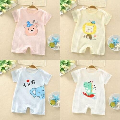 Newborn Baby Clothing Summer Infant Toddler Girls Romper Short Sleeve Cartoon Baby Boys Jumpsuit 0-2yrs Cotton Baby Costume