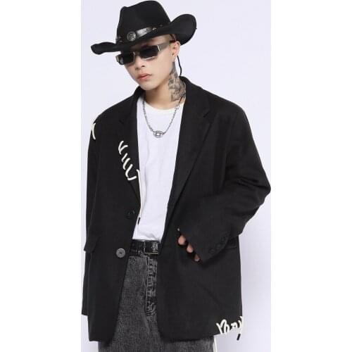 Design solid color blazer man ins high street fashion brand loose lapel casual suit