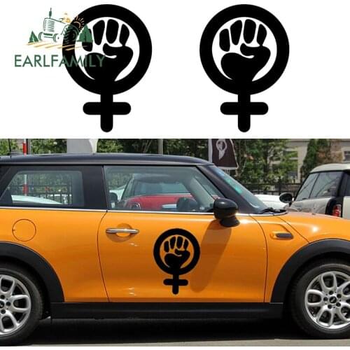 EARLFAMILY 58cm X 42.53cm 2x Feminist Lady Girl Symbol Graphical (one for Each Side) Car Sticker for Truck Door Vinyl Decal