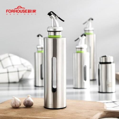 150ml/250ml Kitchen Oil Bottle Stainless Steel Leak-proof Soy Sauce Vinegar Cruet Storage Dispenser Gravy Boats