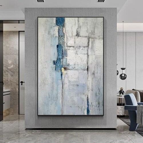 Large Size hand painted oil painting Handmade Blue White painting Abstract Paintings Wall Art Decorative For Living Room Office