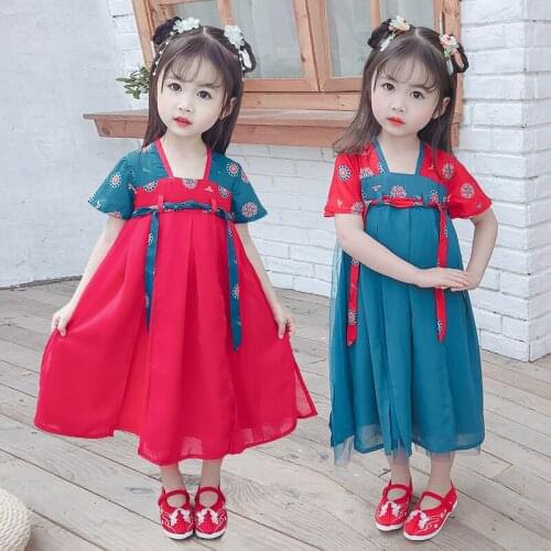 Chinese Cheongsam Princess Dress For Girls Coton Traditional Clothes Short Sleeve Chinese Style Clothing For Girls 2 4 5 6 7 8 9