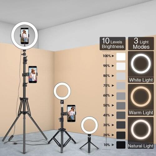 Led Ring Light Photography Lighting Selfie Lamp Usb Dimmable With Tripod For Youtube Tiktok Photo Studio Makeup Video Live