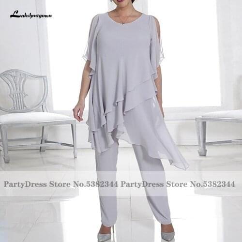 Lakshmigown Plus Size Mother Of The Bridal Dress for Wedding Guest Party 2021 Ruffles 2 Pieces Pant Suits For Mother of Groom