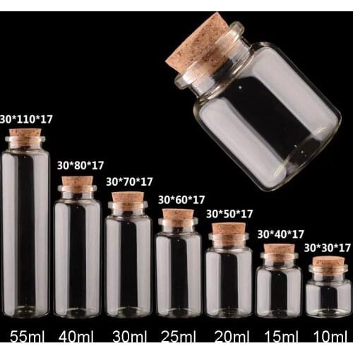 Small Wishing Glass Bottle With Wood Cork Mini Empty Glass Penicillin Drifting Containers Decorative Craft Corked Stopper Vials