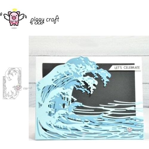 Piggy Craft metal cutting dies cut die mold Tsunami wave frame Scrapbook paper craft knife mould blade punch stencils dies