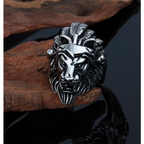 Fashion trend of titanium steel jewelry jewelry alternative lion head animal ring burst models