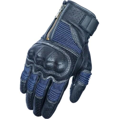 Motorcycle Gloves Leather Men Moto Racing Gloves 100% Real Leather Bicycle Cycling Motorbike Motocross Riding Glove Summer