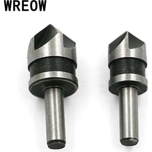 2Pcs Countersink Drill Bit Set 82 Degree Chamfer Angle HSS 5 Flute Tool Hex Round Shank Woodworking Chamfer Counter Sink