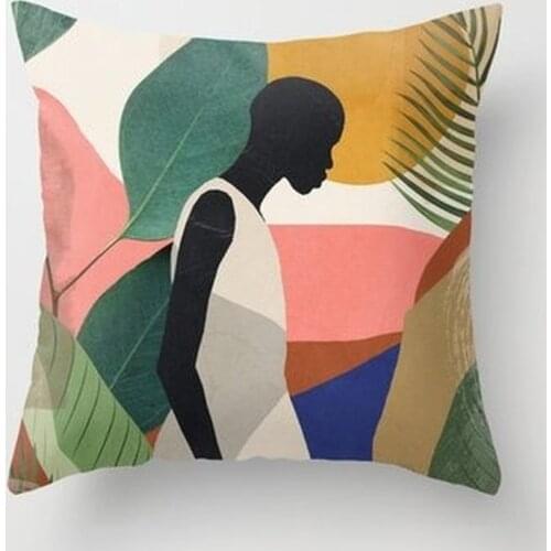 Geometric Abstract Cushion Cover Tropic Modern Art Brown Throw Pillow Cover Velvet Decorative Pillows For Home Decoration