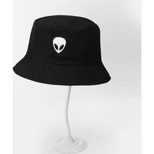 New Aliens Embroidery Foldable Bucket Hats for Women Beach Sun Hat Bob Caps for Men Summer Bonnet Femme Sombreros De Sol 2021