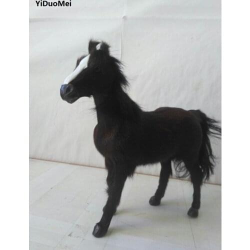 Polylene&furs dark brown horse large 22x24cm artificial horse handicraft Figurines prop,home decoration toy gift a1755
