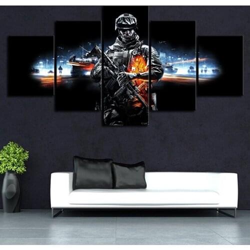 5 Piece Battlefield Game Poster Special Force Pictures Modern Oil Painting Fantasy Wall Art Home Decor