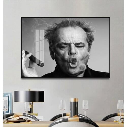 Jack Nicholson Cigar Poster Wall Art Prints Black and white Canvas Paintings Wall Picture for Modern Home Living Room Decor