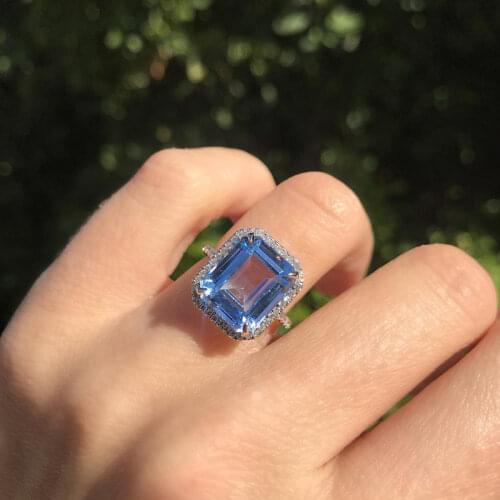 UILZ Gorgeous Bridal Wedding Rings Crystal Square AAA Cubic Zirconia Elegant Accessories High Quality Statement Ring for Women