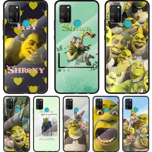 Cartoon Moive Shrekcoon Tempered Glass Cover For Honor 30 20 10 9X 8X Pro Plus Lite Silicone Phone Case Coque