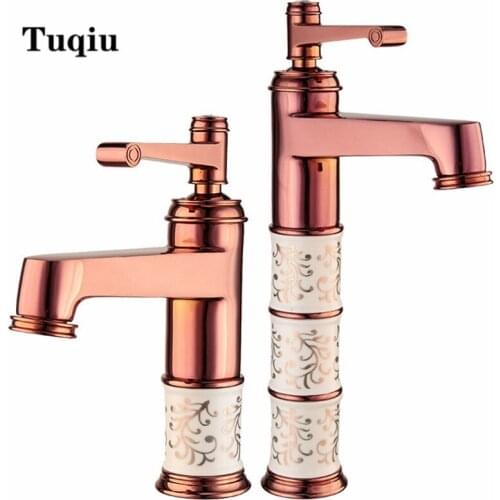Basin Faucet Bathroom sink faucet rose gold finished bathroom basin faucet sink tap basin mixer water tap hot and cold ceramic