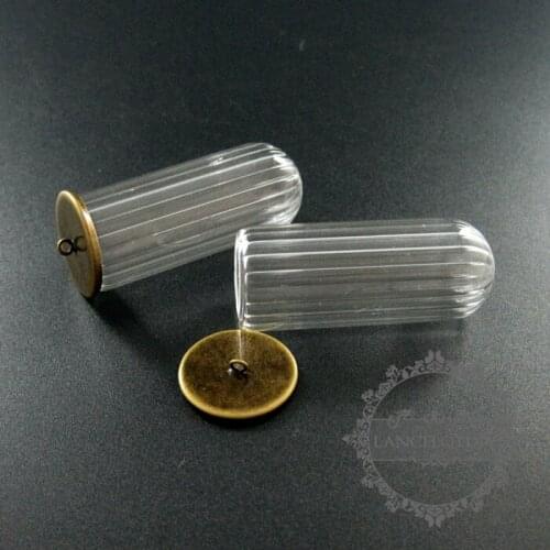 20x50mm antiqued bronze plated cover glass tube vial bottle dome pendant charm settings DIY jewelry findings supplies 1800188