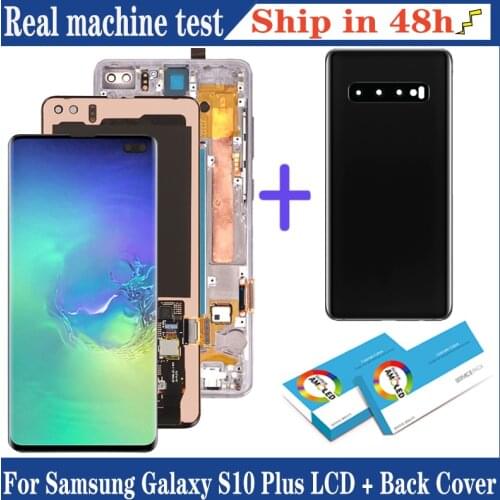 Super Amoled Display for Samsung Galaxy S10 Plus SM-G9750 G975F Full LCD Touch Screen Digitizer Repair parts with back cover