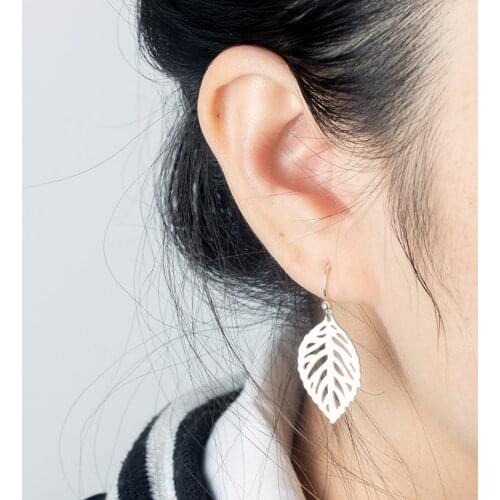 Noble Simple Big Leaf Drop Earrings For Women Gold Color Stainless Steel Long Leaves Dangle Pendientes Korean Fashion Jewelry