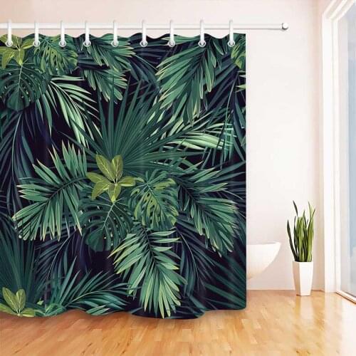 3 Size Banana Leaf Shower Curtain Digital Printing Bath Screens Waterproof Bathroom Curtain High Quality Natural Plant Pattern