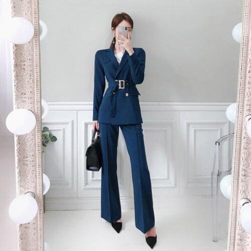New arrival fashion comfortable high quality pant suits slim Double Breasted suit and long pants temperamental elegant pant suit
