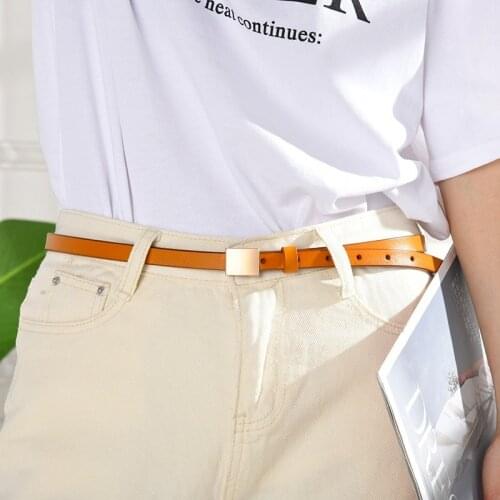 2021 New Fashion Womens Skinny Leather Belt Ladies Triangle Pin Buckle Belt for Dress Jeans Cowboy Luxury Chain Belt