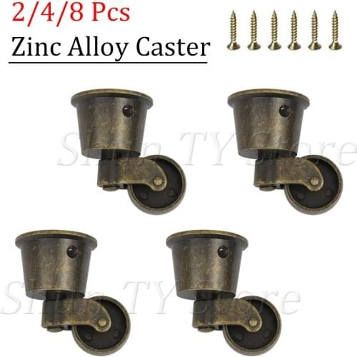 1/2/4/8Pcs Zinc Alloy Universal Wheels Antique Round Cup Furniture Legs Wheels For Sofa Chair Cabinet Furniture Legs With Screws