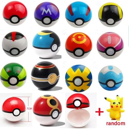 1Pc Pokeball + 1pc Free Random Figures Inside 1:1 Anime Action & Toy Figures Christmas Gift for Children
