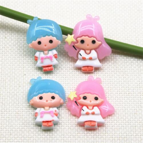 10pcs Resin Cartoon binary star flatback Cabochon Art Supply Decoration Charm hair bow center 17x25mm DIY craft