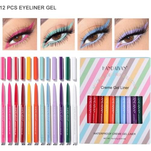 12 pcs eyeliner gel pens eyeliner pens color gel eyeliner pens color eyeliner set eyeliner pencil glitter eyeliner