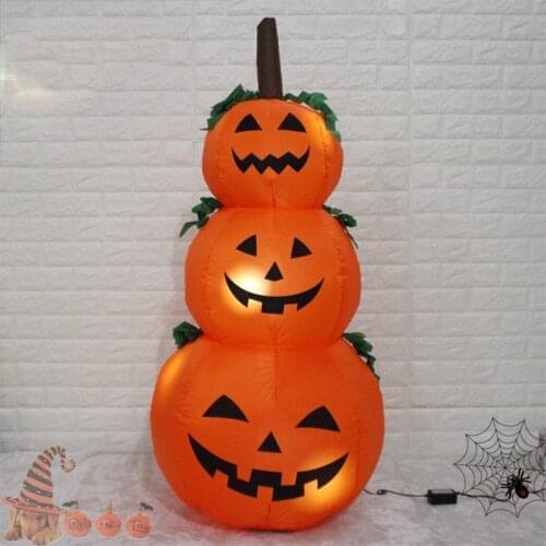 120cm/230cm Ghost Pumpkin Giant Halloween Inflatable LED Lighted Toys 3 Jack-O-Lanterns Yard Decoration Party Props Airbow