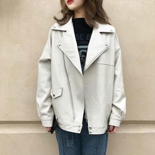 2021 Pu Leather Jacket Women Fashion Bright Colors Motorcycle Coat Short Faux Leather Biker Soft Female Solid Zipper Veste Moto