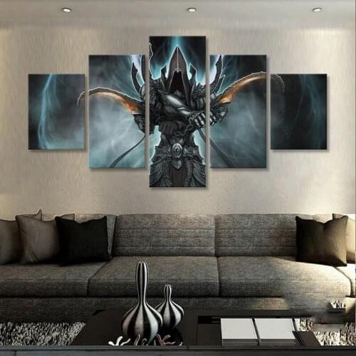 5 Pieces Diablo3 Darkness Angel Demon Wings Game Paintings Wall Art Home Decor Canvas Pictures Posters Decoration Accessories
