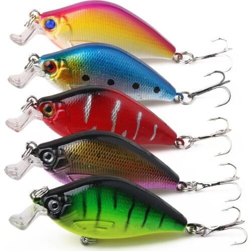 5pcs/lot Crankbait Fishing Lure 65mm Floating Hard Bait With 2 hooks Fishing Tackle
