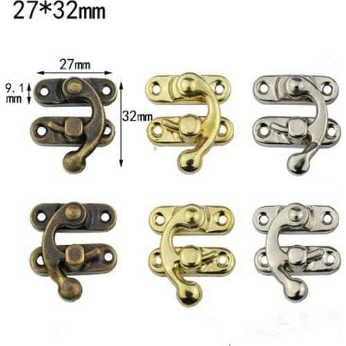 5PCS Small Antique Metal Lock Decorative Hasps Hook Gift Wooden Jewelry Box Padlock With Screws For Furniture Hardware