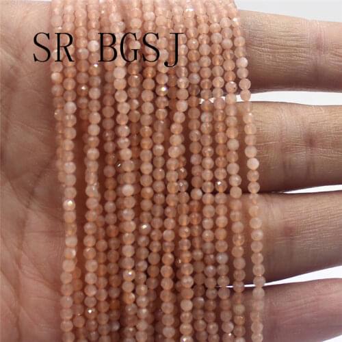Free Shipping 3mm Wholesale Faceted Sun Stone Gems Stone Loose Bail Round Beads Strand 15"